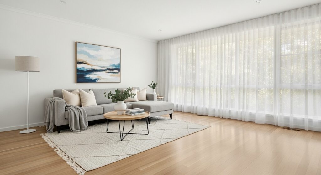 Hardwood floors finished with high-traffic water based polyurethane.