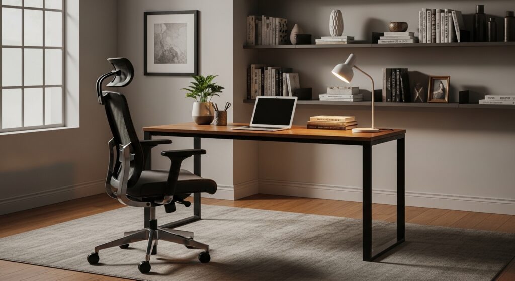 Home office furniture setup found at a professional interior design shop.