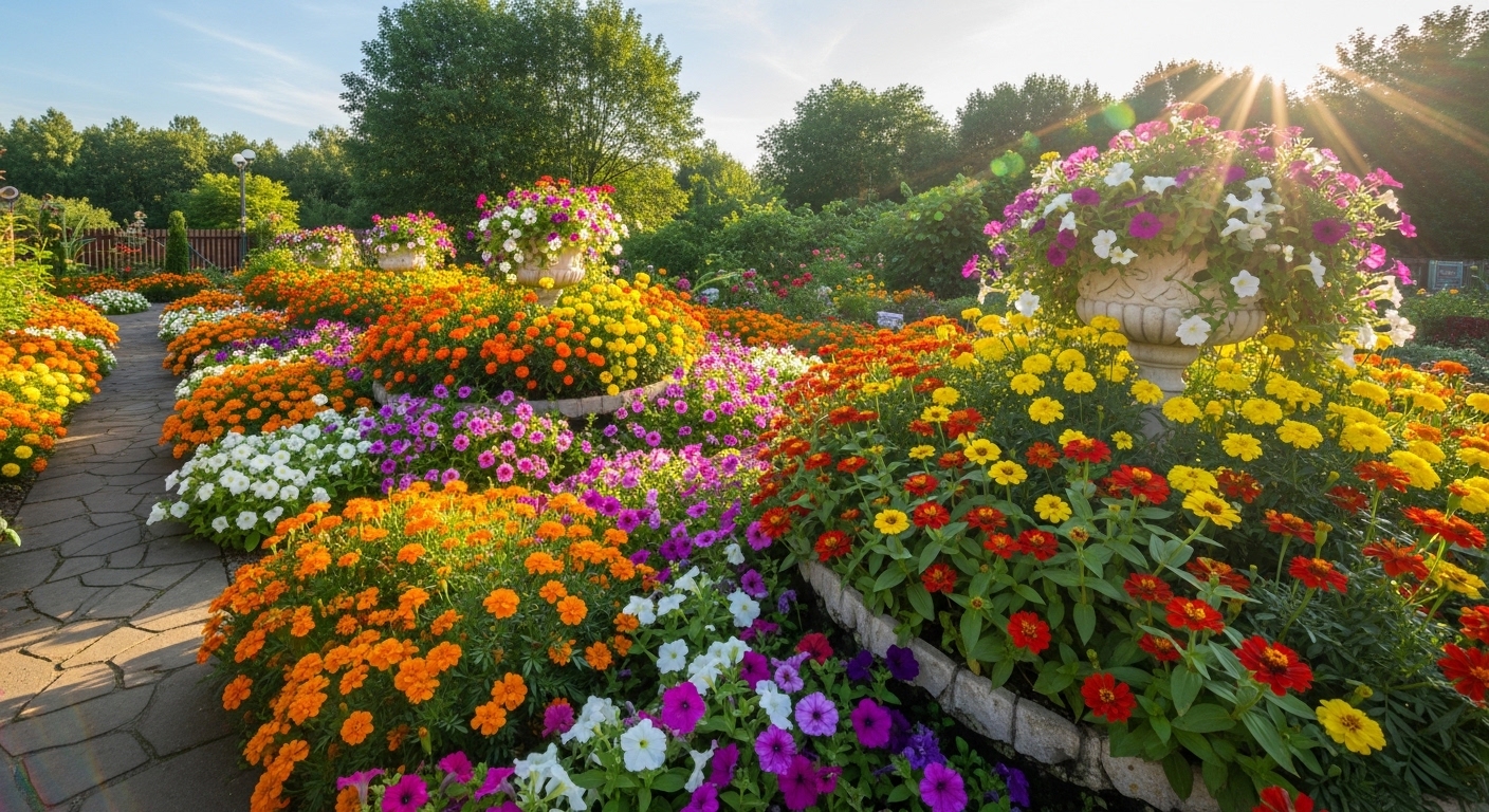 Colorful outdoor flower garden