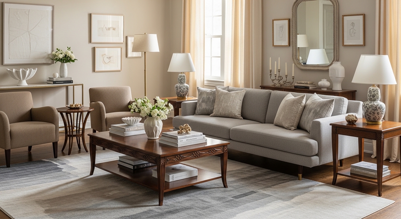 Transitional decorating style living room design