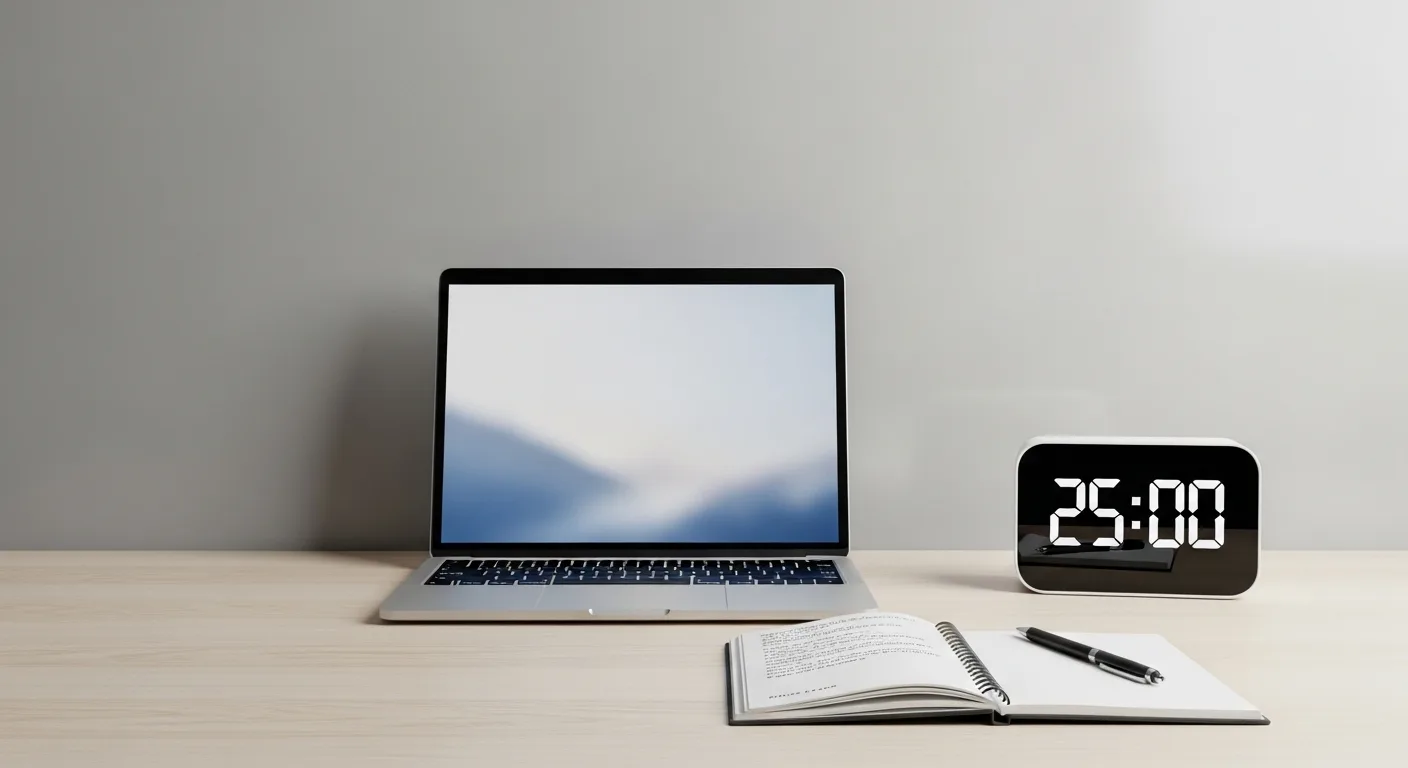 Pomodoro timer on desk workspace