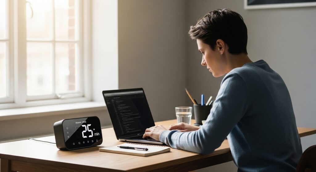 Focused work session using Pomodoro method